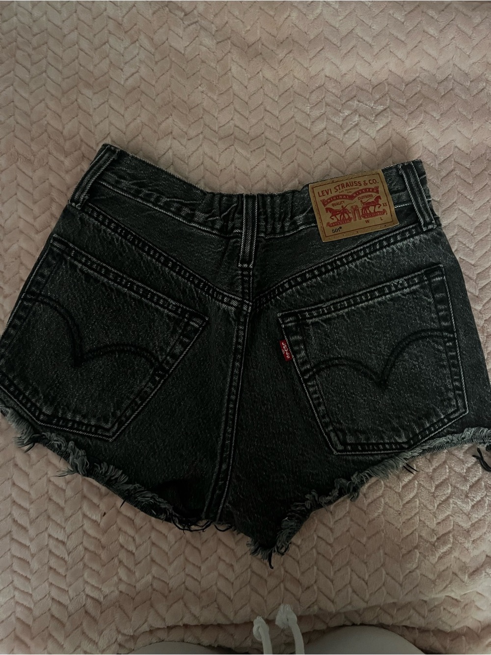 Levi's Black Distressed High-Rise Denim Cutoff Shorts